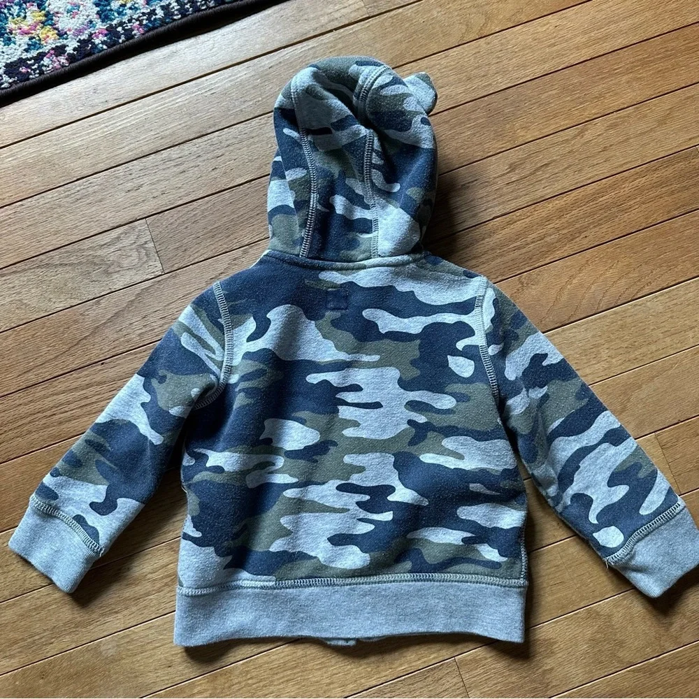 Gap Camo Bear Ears zip Front Hooded Sweatshirt 18-24 Months